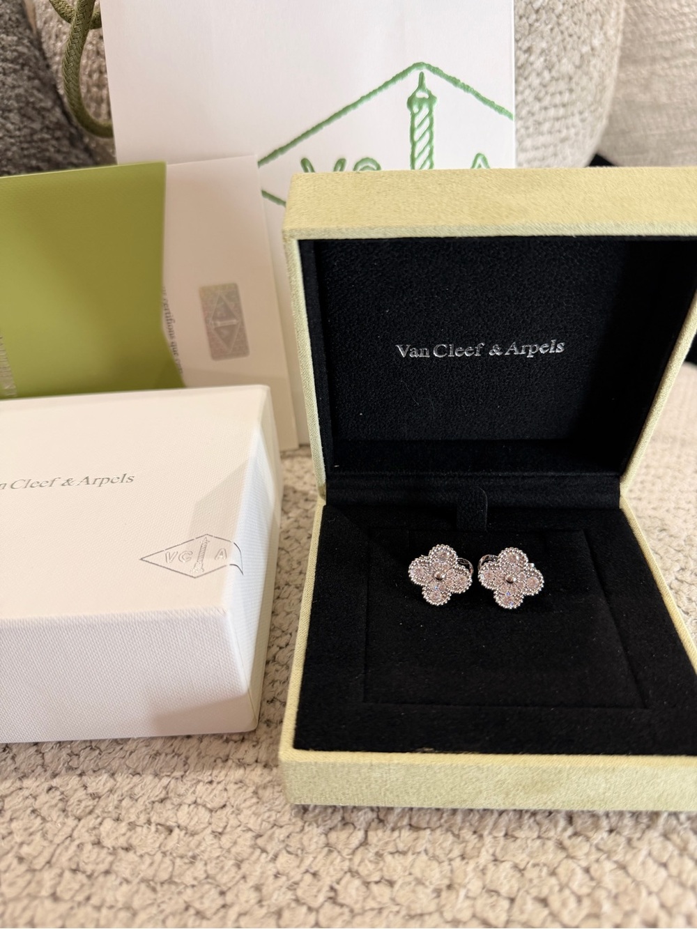 Van Cleef & Arpels Rose-Pink Alhambra Flower Stud Earrings